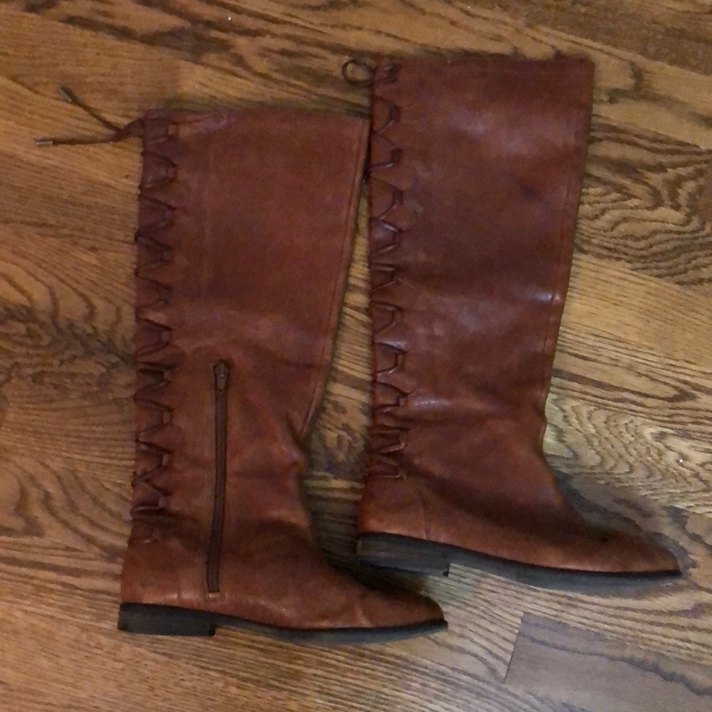 Brown leather riding boots